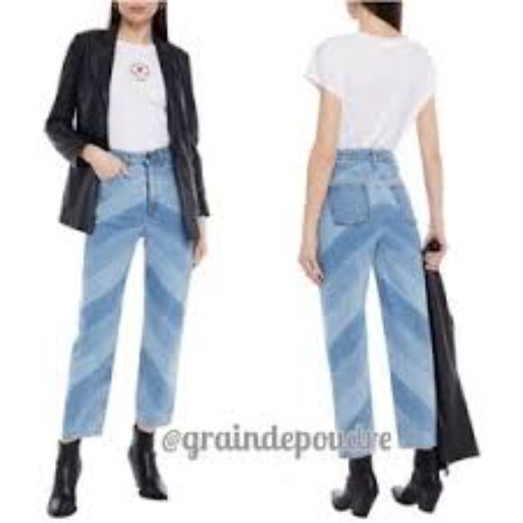 Sandro Diego Chevron Straight Jeans Blue Jeans Made in Paris Size 36 - Picture 13 of 13